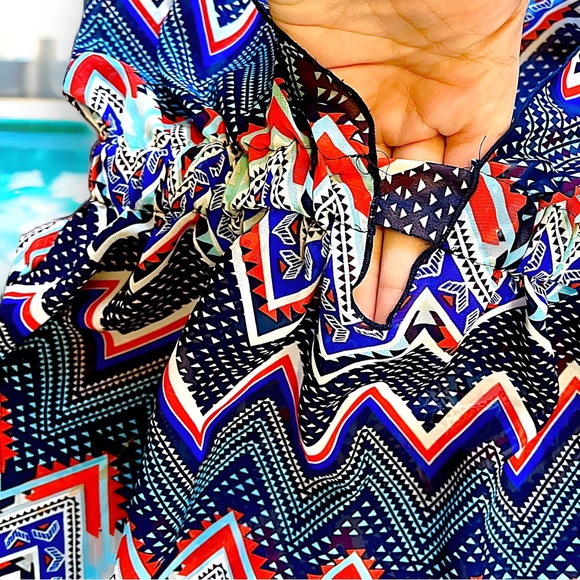 Miken Womens Chevron-Print Chiffon Dress Swim Cover-Up (XL) - Picture 3 of 5